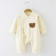 Gubotare Winter Rompers Baby Boy Organic Cotton Baby Boy Girl Zip up Sleep N Play, Footless, Long/Short Sleeve,Yellow 3-6 Months